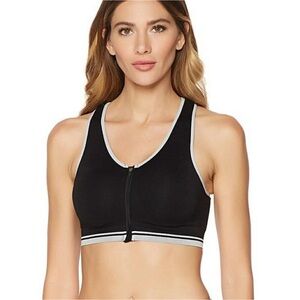 Copper Fit Black Zip-Front Sports Bra
